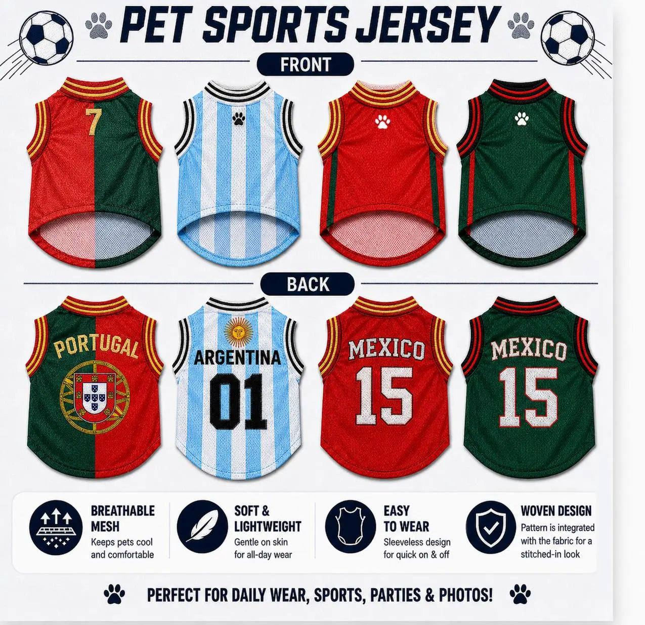 Cute & Comfy Pet Sports Jersey - Lightweight Mesh Vest for Dogs & Cats, Perfect for Game Day, Parties, and Walks!