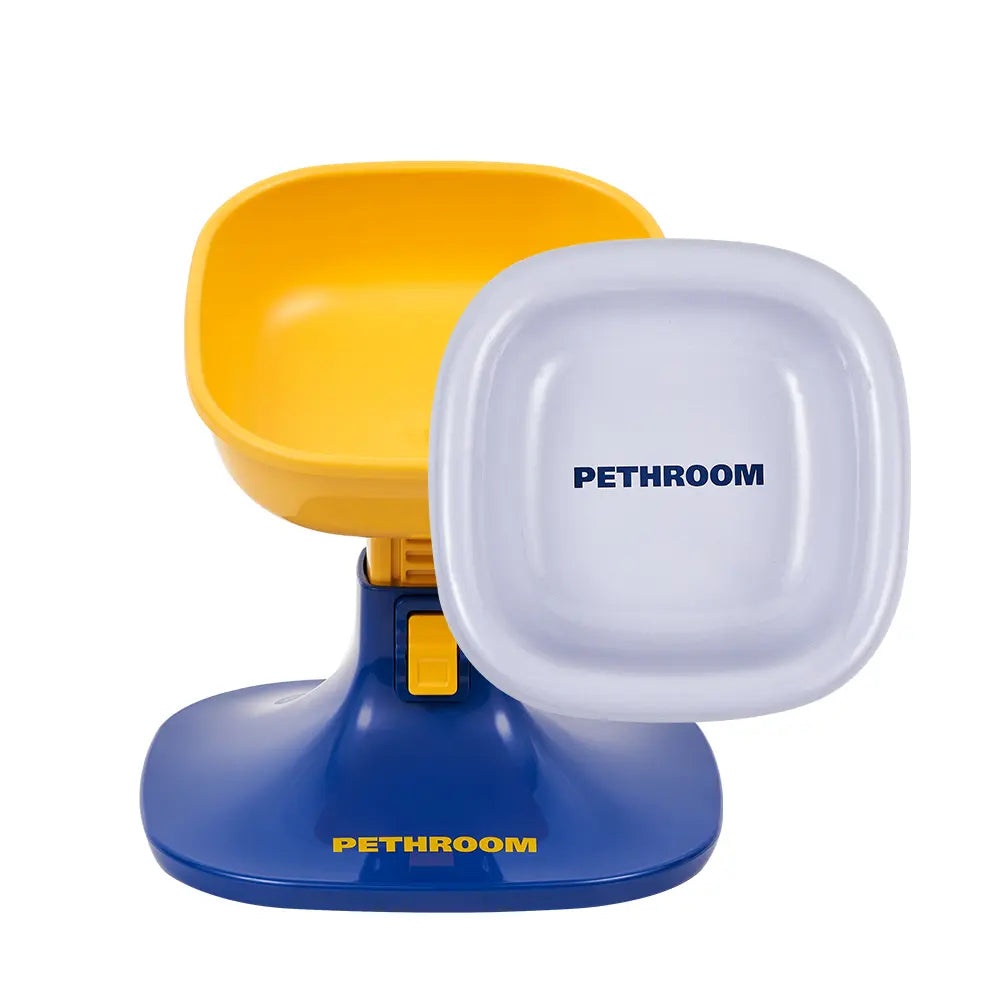 PETHROOM Adjustable Height Pet Feeding Stand with Non-Slip Base & Durable Ceramic Bowls for Dogs and Cats