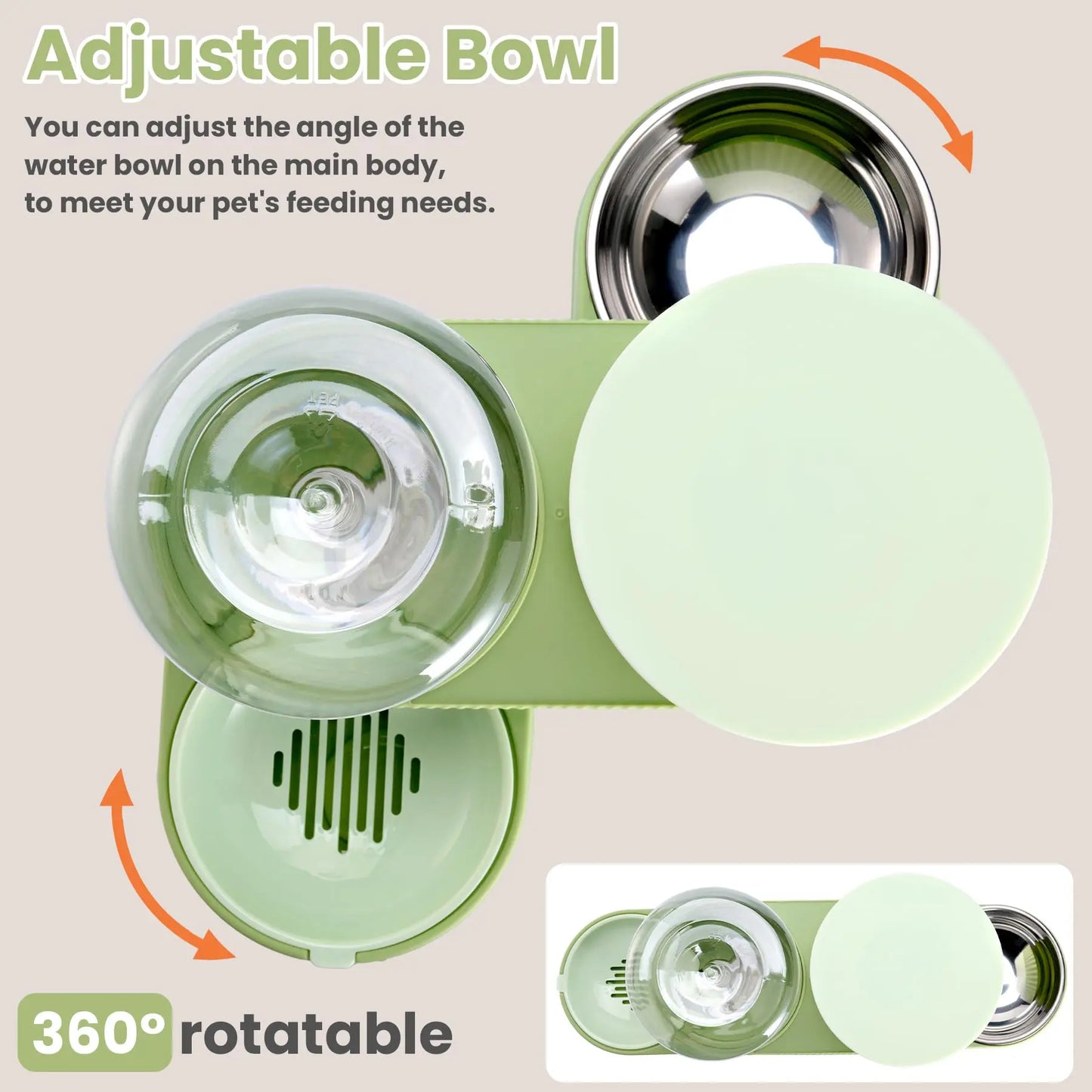 Kacoomi 2-Pack Large Capacity Gravity Pet Feeder & Water Dispenser Set with Stainless Steel Bowls for Cats and Small Dogs