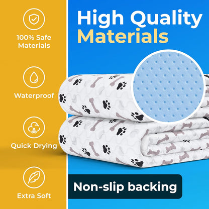 Premium Washable Dog Pee Pads - Waterproof, Reusable, Anti-Slip Training Pads for Puppies (Pack of 6 - 30x34)