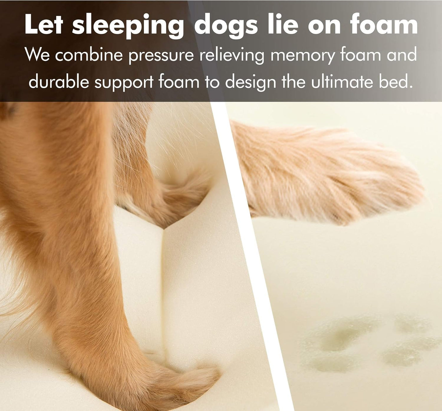 Premium X-Large Orthopedic Dog Bed - Calming Memory Foam Sofa with Wall Rim Pillow, Water Resistant, Washable Cover & Non-Slip Bottom - Stylish Khaki Beige