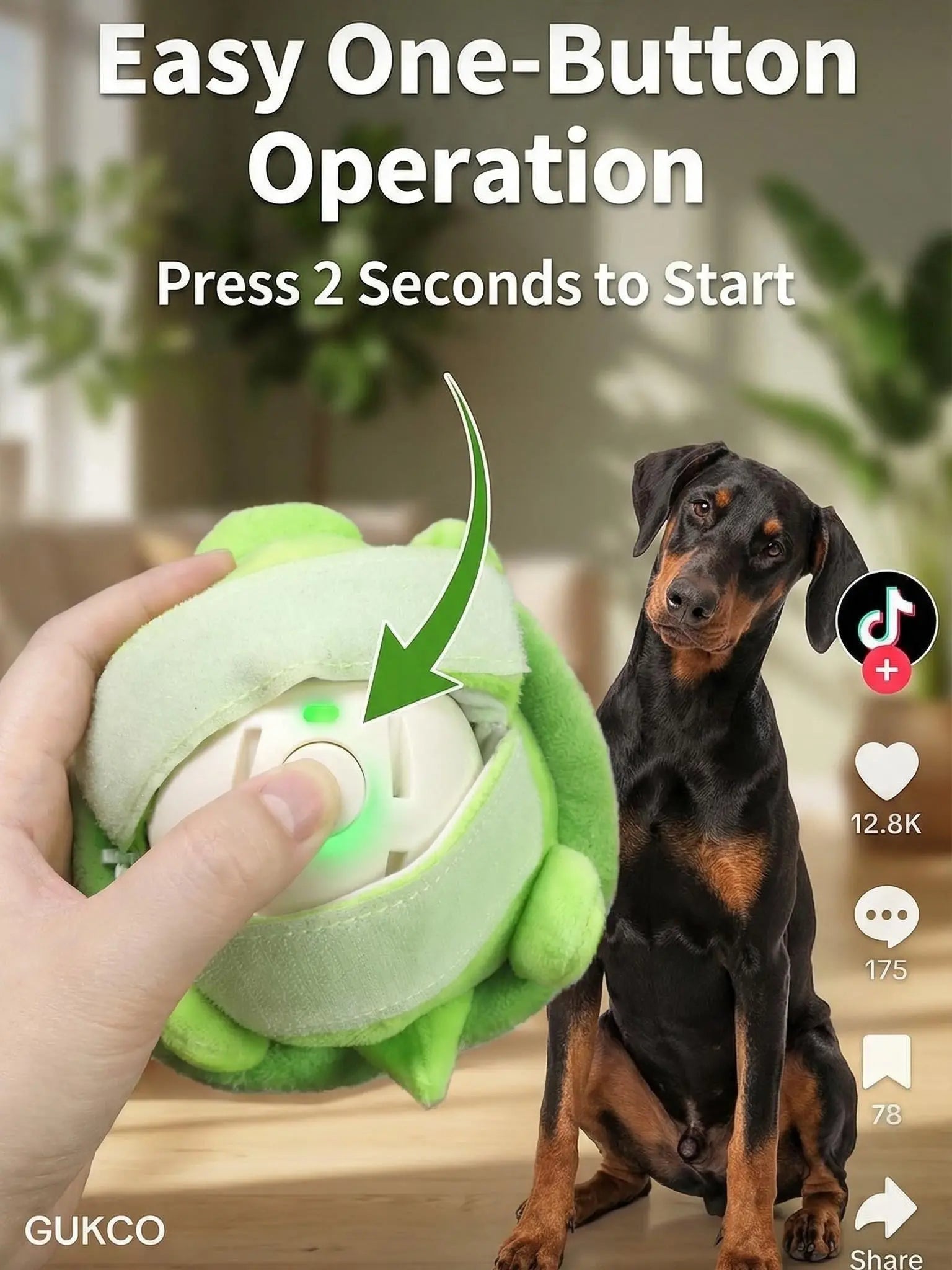 Interactive Motion-Activated Dog Ball – USB Rechargeable Squeaky Toy for All Dog Sizes, Perfect for Indoor & Outdoor Play!