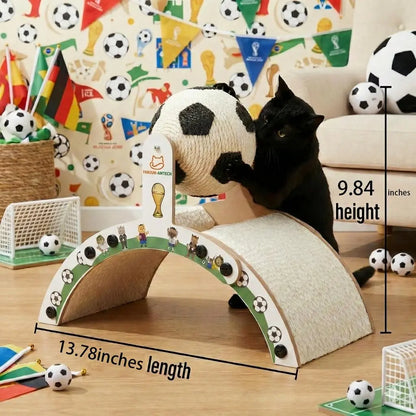 Durable Soccer Ball Cat Scratching Post - Upgraded Corrugated Cardboard Arch Bridge for Fun Indoor Play!