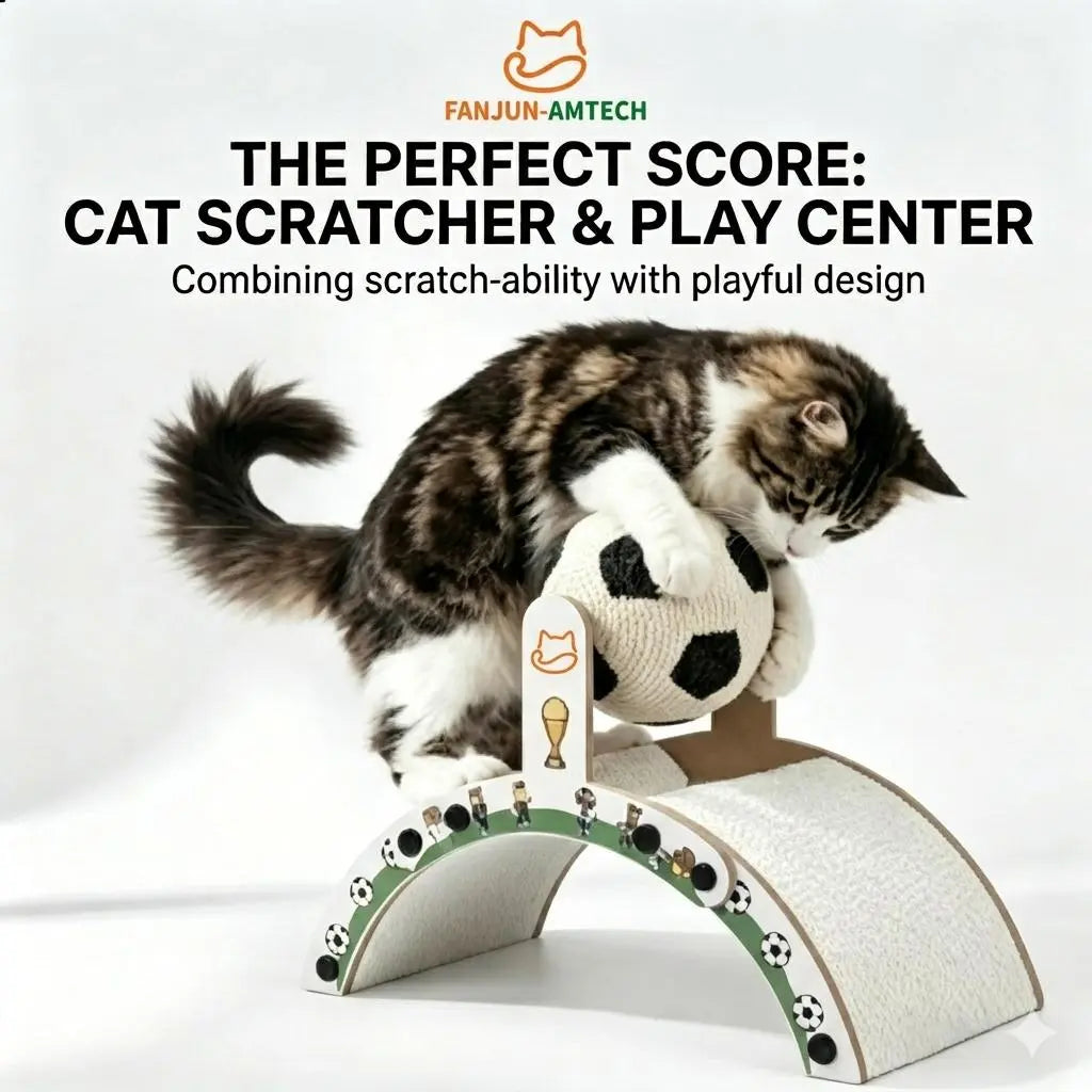 Durable Soccer Ball Cat Scratching Post - Upgraded Corrugated Cardboard Arch Bridge for Fun Indoor Play!
