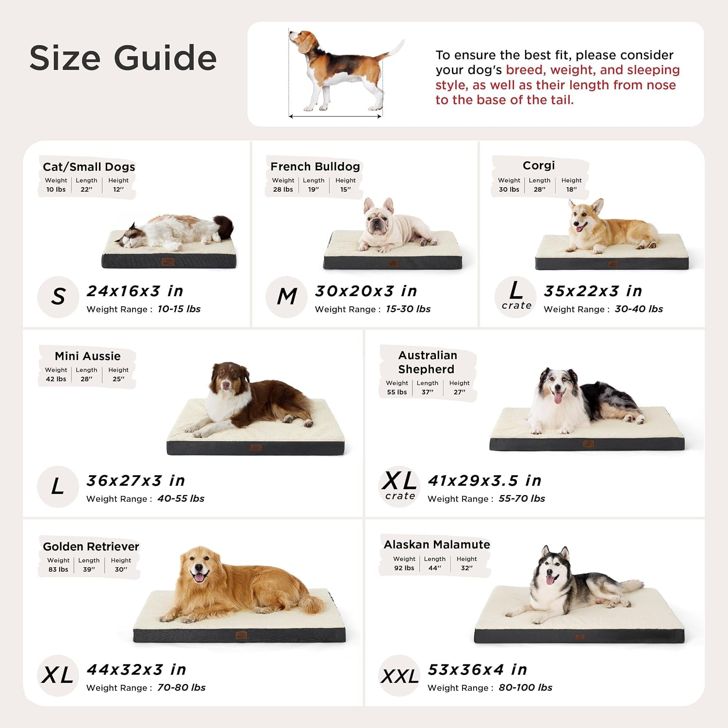 Bedsure XL Orthopedic Dog Bed - Comfy Extra Large Pet Bed with Removable Washable Cover & Egg Crate Foam for Dogs up to 100 Lbs