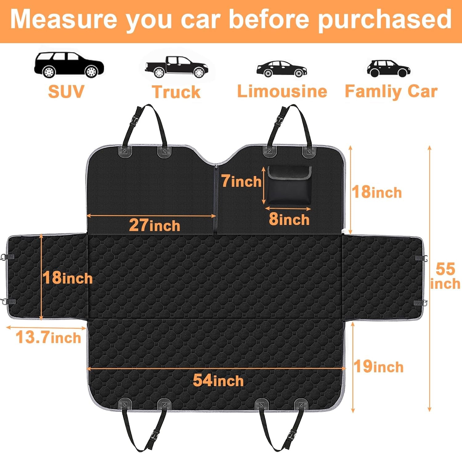 Ultimate 2026 Heavy Duty Waterproof Dog Car Seat Cover - Scratch-Resistant Hammock for Sedans, Trucks & SUVs - Standard Black Protection for Your Furry Friend