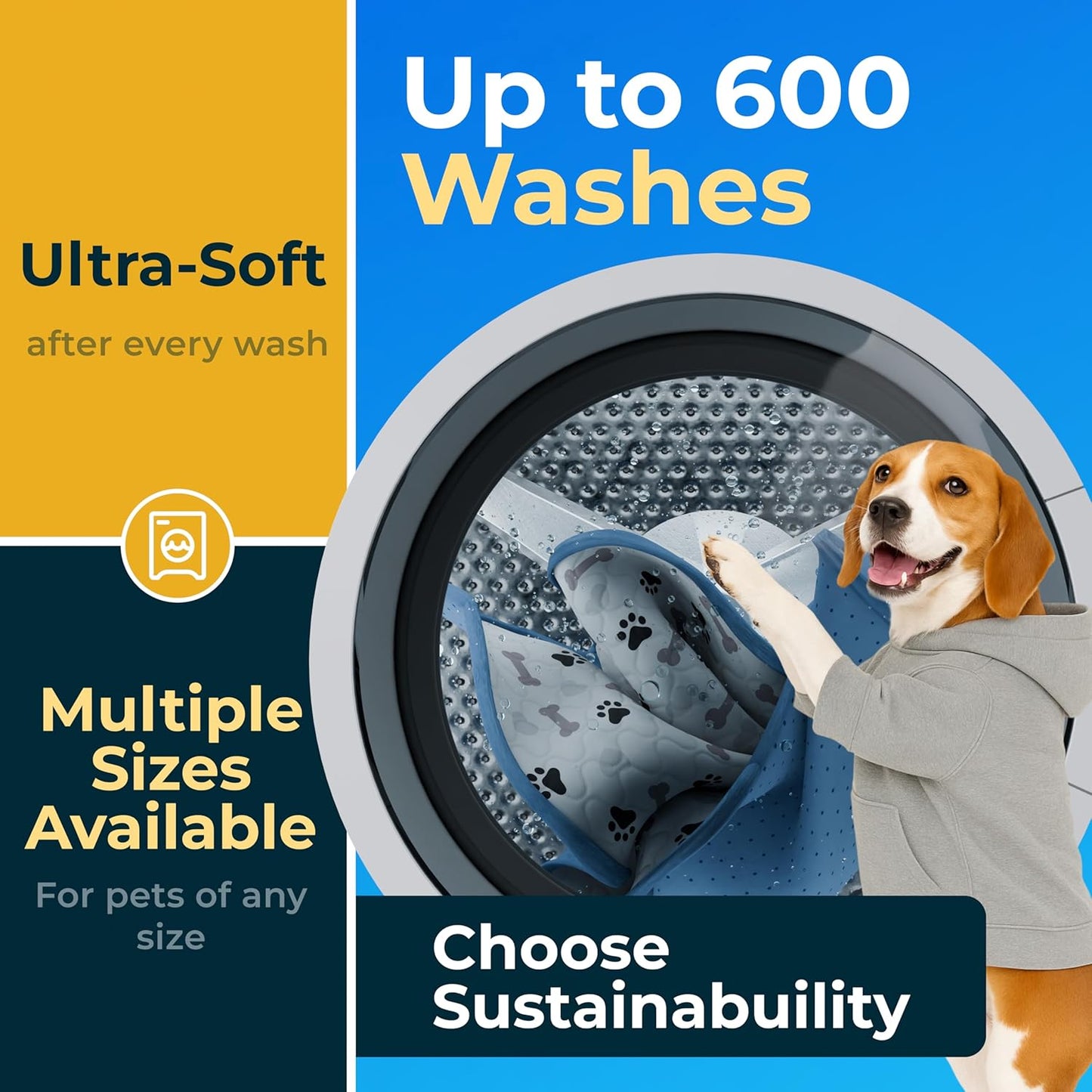 Premium Washable Dog Pee Pads - Waterproof, Reusable, Anti-Slip Training Pads for Puppies (Pack of 6 - 30x34)