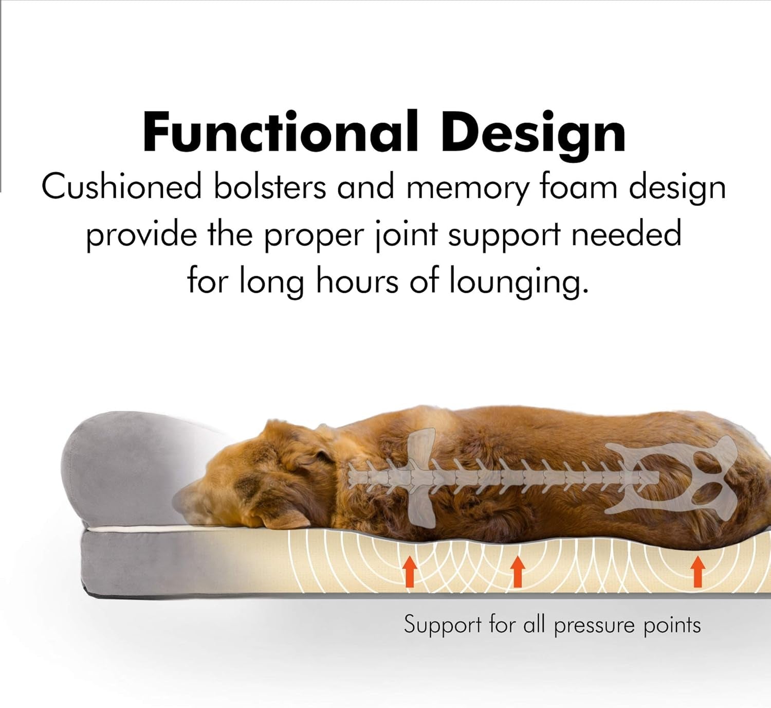 Premium X-Large Orthopedic Dog Bed - Calming Memory Foam Sofa with Wall Rim Pillow, Water Resistant, Washable Cover & Non-Slip Bottom - Stylish Khaki Beige