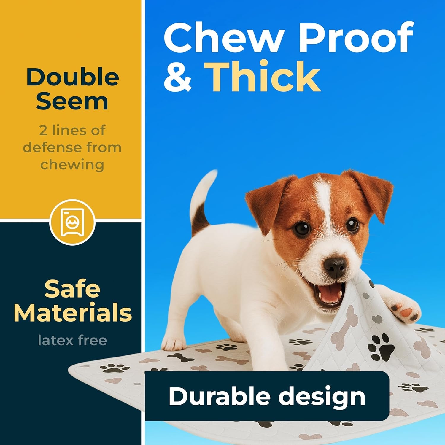 Premium Washable Dog Pee Pads - Waterproof, Reusable, Anti-Slip Training Pads for Puppies (Pack of 6 - 30x34)