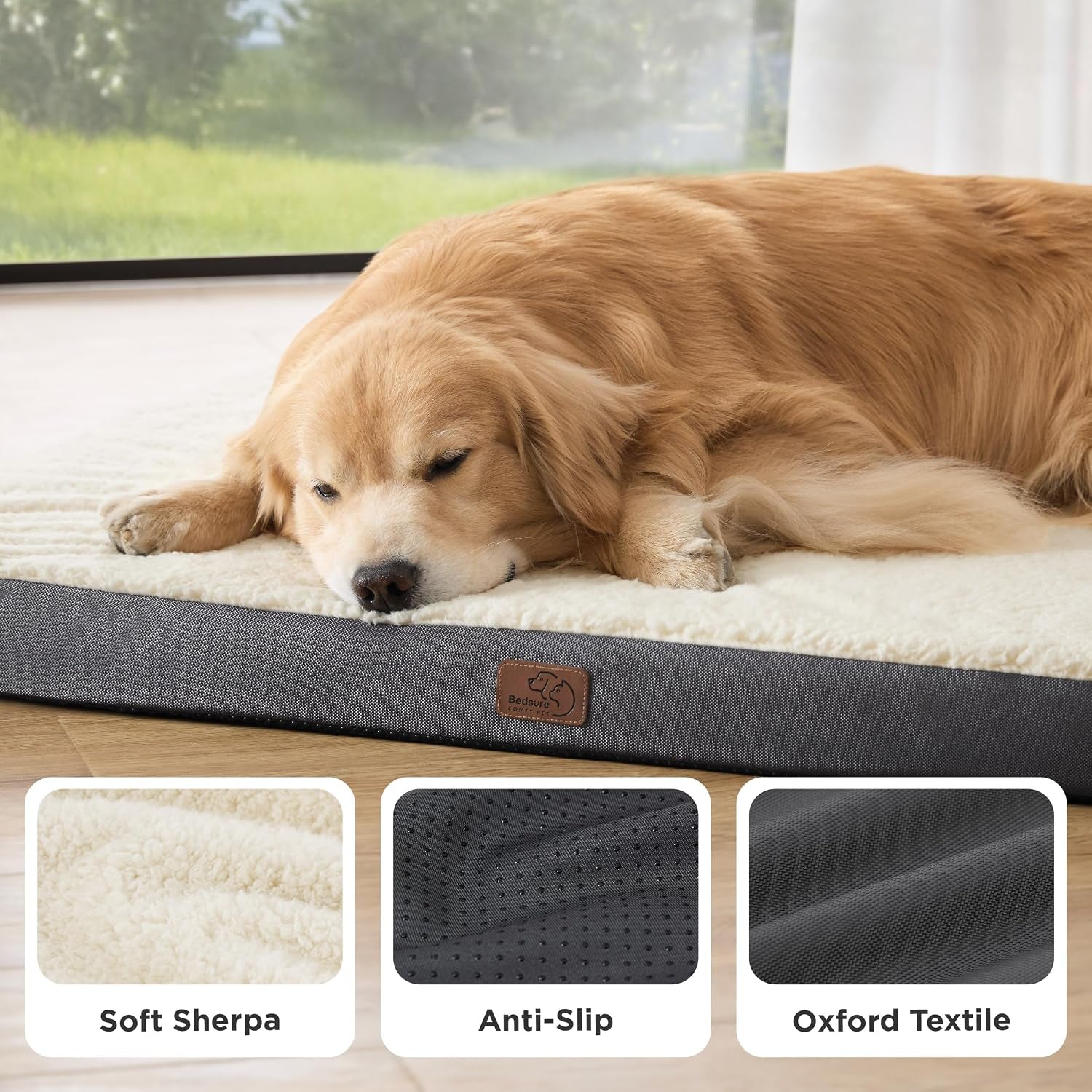 Bedsure XL Orthopedic Dog Bed - Comfy Extra Large Pet Bed with Removable Washable Cover & Egg Crate Foam for Dogs up to 100 Lbs