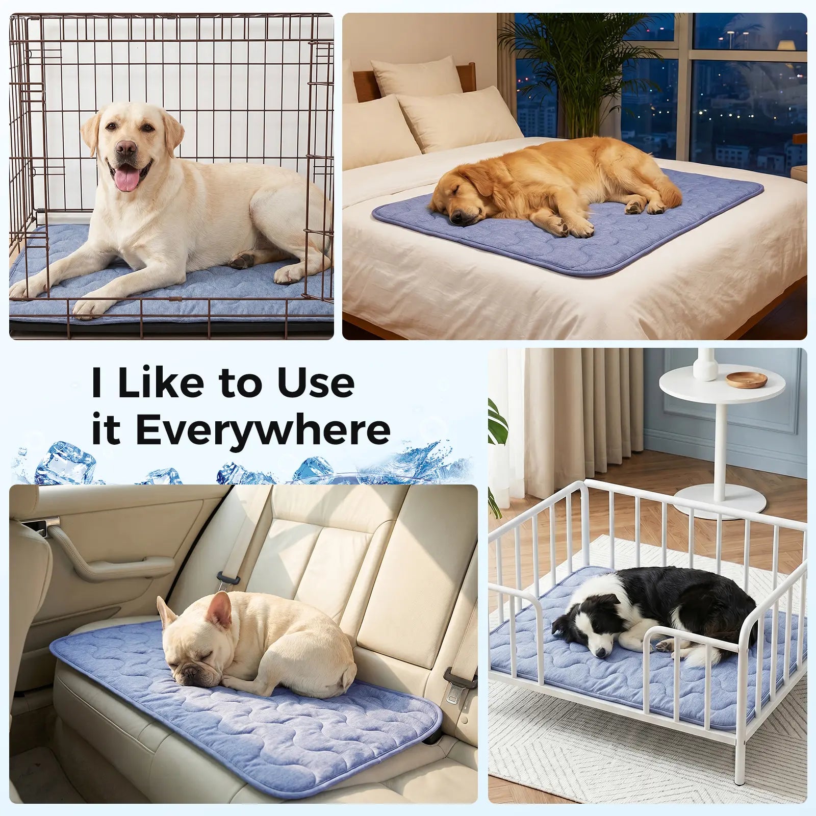 Premium Dog Cooling Pad - Thin & Thick Options, Q-MAX>0.4, Washable, No Gel/Electric, Non-Slip Nylon, Stylish Geometric & Classic Designs, Perfect for Outdoor & Tile Use, Ideal Summer Crate Bed for Large Dogs