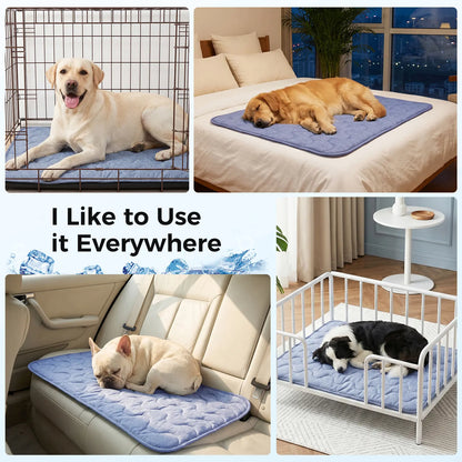 Premium Dog Cooling Pad - Thin & Thick Options, Q-MAX>0.4, Washable, No Gel/Electric, Non-Slip Nylon, Stylish Geometric & Classic Designs, Perfect for Outdoor & Tile Use, Ideal Summer Crate Bed for Large Dogs