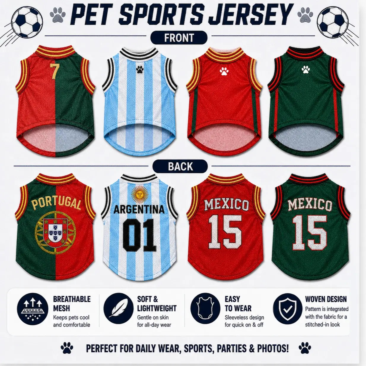 Cute & Comfy Pet Sports Jersey - Lightweight Mesh Vest for Dogs & Cats, Perfect for Game Day, Parties, and Walks!