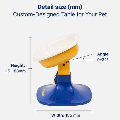 PETHROOM Adjustable Height Pet Feeding Stand with Non-Slip Base & Durable Ceramic Bowls for Dogs and Cats