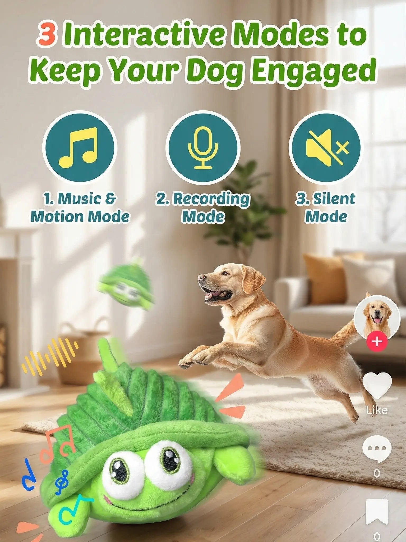 Interactive Motion-Activated Dog Ball – USB Rechargeable Squeaky Toy for All Dog Sizes, Perfect for Indoor & Outdoor Play!