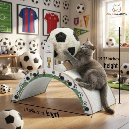 Durable Soccer Ball Cat Scratching Post - Upgraded Corrugated Cardboard Arch Bridge for Fun Indoor Play!