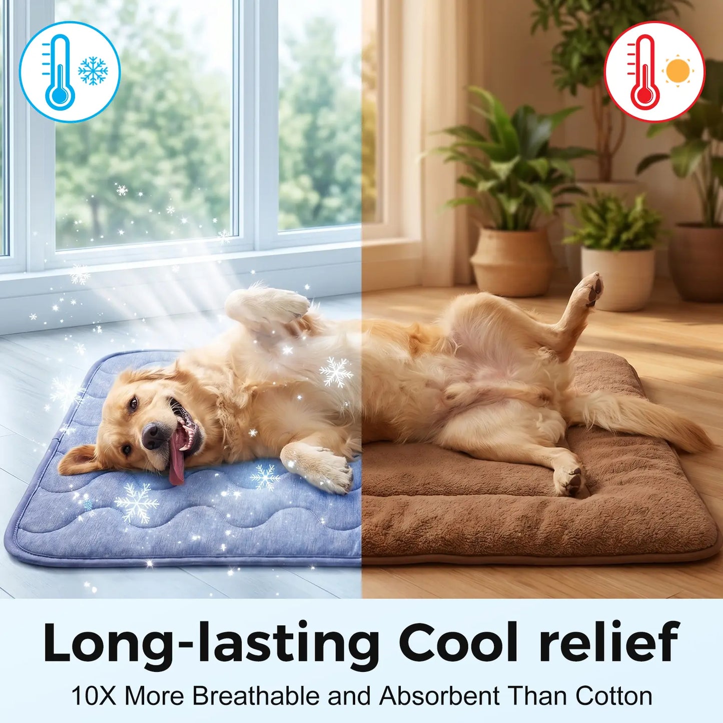 Premium Dog Cooling Pad - Thin & Thick Options, Q-MAX>0.4, Washable, No Gel/Electric, Non-Slip Nylon, Stylish Geometric & Classic Designs, Perfect for Outdoor & Tile Use, Ideal Summer Crate Bed for Large Dogs