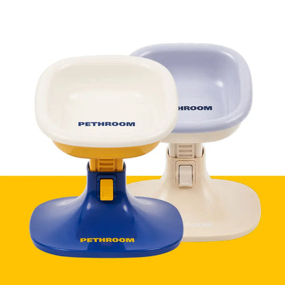 PETHROOM Adjustable Height Pet Feeding Stand with Non-Slip Base & Durable Ceramic Bowls for Dogs and Cats